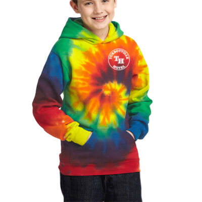 Youth Turbotville Hotel Tie Dye Unisex Hoodie - Youth Tie Dye Pullover Hooded Sweatshirt Thumbnail